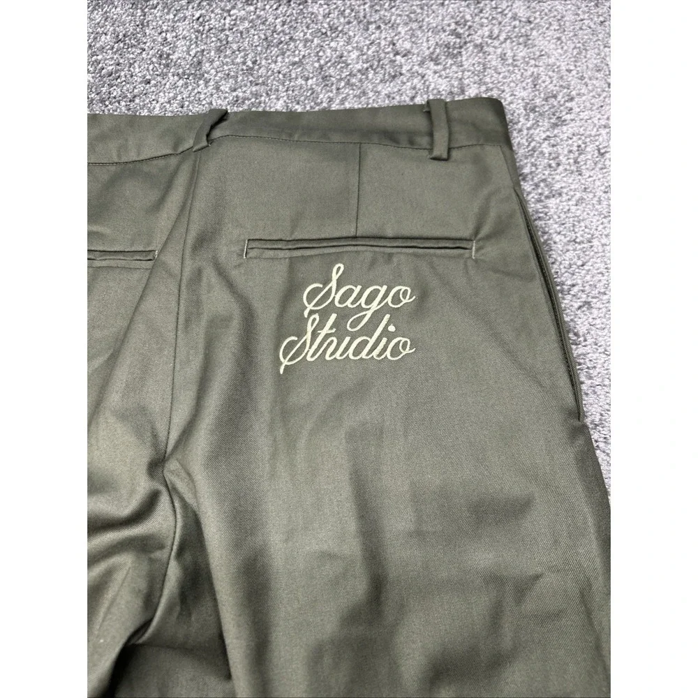 Sago Studio Elenor Pants Mens 33x29 Olive Green Embroidered Dress Pants